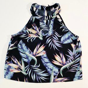 Women’s | H&M | Floral Halter Top | Black & Blue | 2